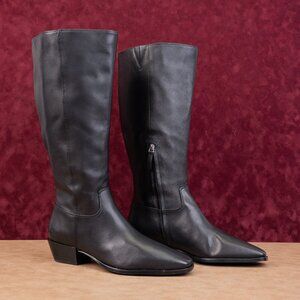 Nordstrom Women Turner Wide Calf Black Leather Western Zip fashion knee Boots 11